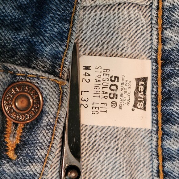 Vtg Levi's Jeans Mens 42x32 Measures 40x29 Orange Tab 505 USA 90's Raw Hem - Picture 4 of 10